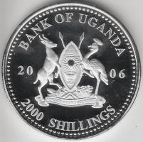 Uganda 2006. 2000Sh Ag "A labdarúgás halhatatlanjainak csarnoka - Brazília 1990-eas évek" T:PP tanúsítvánnyal Uganda 2006. 2000 Shilling Ag "Hall of Fame of football - Brazil 1990s" C:PP