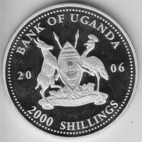 Uganda 2006. 2000Sh Ag "A labdarúgás halhatatlanjainak csarnoka - Csehország 1960-as évek" T:PP tanúsítvánnyal Uganda 2006. 2000 Shilling Ag "Hall of Fame of football - Czech Republic 1960s" C:PP