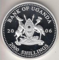 Uganda 2006. 2000Sh Ag "A labdarúgás halhatatlanjainak csarnoka - Anglia 2000-es évek" T:PP tanúsítvánnyal Uganda 2006. 2000 Shilling Ag "Hall of Fame of football - England 2000s" C:PP