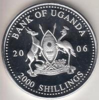 Uganda 2006. 2000Sh Ag "A labdarúgás halhatatlanjainak csarnoka - Brazília 2000-es évek" T:PP tanúsítvánnyal Uganda 2006. 2000 Shilling Ag "Hall of Fame of football - Brazil 2000s" C:PP