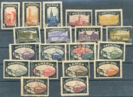 1920 19 db klf német gyászbélyeg / Lost German colonies and territories, 19 different labels