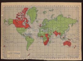 Angol uralkodók, 42 darabos levélzáró ív kis világtérkép hátoldalára ragasztva