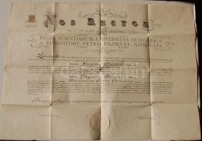 1925 Kánonjogi diploma 1000K illetékbélyeggel