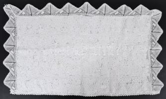 cca 1930 Hímzett terítő (sérült) /  Embroidered table cloth (with fault), 85x50cm