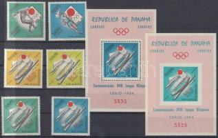 1964 Tokiói olimpia Mi 714-719 + blokk 17-18