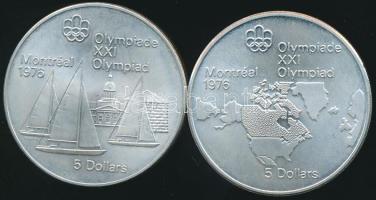 Kanada 1973. 5$ Ag "Montreali olimpia - Észak-Amerika térképe" + 5$ "Montreali olimpia - Vitorlázás" T:1 Canada 1973. 5 Dollars Ag "Olympics Montreal-North American Map" + 5 Dollars "Olympics Montreal - Sailing" C:Unc