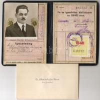 1942 M. Kir. Járásbíró MÁV arcképes igazolványa hozzá névjegykártya
