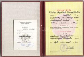 1990 Győr, Aranyoklevél 50 éve végzett pedagógus részére igazolvánnyal