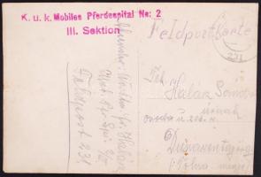 1918 lovas huszár, tábori bélyegző a hátoldalon, 13×9 cm