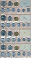 1971-1989. 2f-10Ft, 2f-20Ft 9-10db klf érmés forgalmi sor (19x) T:1