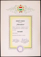 1964 Gorzó Ferenc: Táborozáson. A Természetbarát Szövetség Fotópályázatán 3. díjat nyert fotója okle...