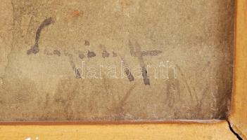 Neogrády Antal (1861-1942): Falu határ. Akvarell, papír, jelzett, üvegezett sérült keretben 44×54 cm