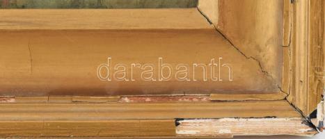 Neogrády Antal (1861-1942): Falu határ. Akvarell, papír, jelzett, üvegezett sérült keretben 44×54 cm