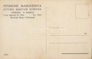 Venice bridge, the advertisement of Pensione Margherita with Hungarian kitchen on the back side