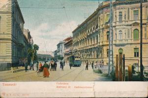 Temesvár, Gyárváros, Andrássy street, tram, glued advertisement on the back side (b)