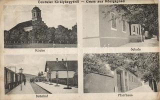 Királykegye, church, school, railway station, rectory (EK)