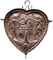 Német Államok / Altötting ~1720. Szanhedrin (főtanácsi) szív alakú medál, előlapján ovális szentképe...