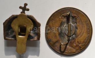 1930. "Szent Imre" Br kitűző, tű nélkül szign: Csiszér J. + Szent Korona gomblyukjelvény T...