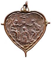 Német Államok / Altötting ~1720. Szanhedrin (főtanácsi) szív alakú medál, előlapján ovális szentképe...