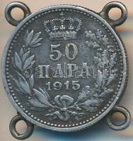 Szerbia 1915. 50P Ag, függesztőkarikákkal T:2 Serbia 1915. 50 Para Ag, with suspension rings C:XF