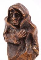 Lóránt Zsuzsa (1946-): Találkozás. Fa talapzaton, bronz, jelzett, m:18 cm
