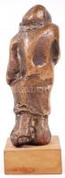 Lóránt Zsuzsa (1946-): Találkozás. Fa talapzaton, bronz, jelzett, m:18 cm