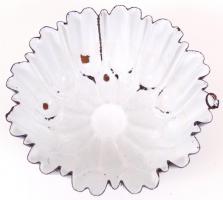 cca 1940 zománcozott kuglóf forma, kívül-belül lepattogzásokkal, d:23cm