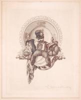 Horváth Endre (1896-1954): BUÉK. Rézkarc, jelzett, üvegezett keretben, 11×10 cm