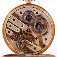 Cca 1910 arany (Au) 18 K zsebóra, jelzett, másodperc mutatós, működő képes, gazdagon díszített tokka...