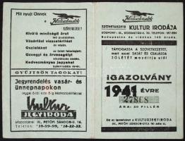 1941 Nemzeti Sportuszoda fényképes igazolvány