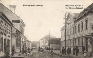 Gyergyószentmiklós, Vasút street, district court, shop of Gergely Bocskor and Máté Gáspár (fa)