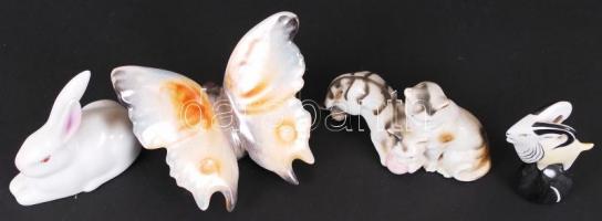 4db, részben kézzel festett, részben jelzett figura / 
Animals: partly hand painted figures, cca 8cm
