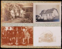 1914-1918 Sebesült katonák nővérkével, keményhátú fotó, hátoldalán 4db családi kép (sérült) / 
Injur...