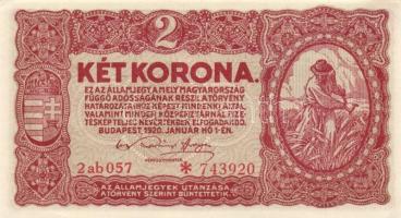 1920. 2K (3x) "2ab" egymást követő sorszámmal T:I-(hajtatlanok, apró szamárfülekkel)