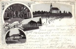 1898 Uhlírsky hill church, parsonage, guest house, litho (pinhole)