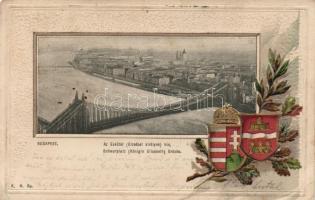 Budapest Erzsébet híd, címer, litho Emb. (EB)