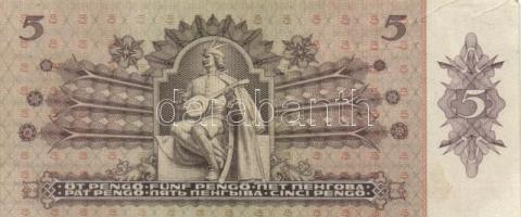 1939. 5P nyomdai papírránccal T:I- (sarokhajlás)