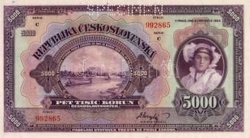 Csehszlovákia 1920. 5000K "SPECIMEN" lyukasztással T:I