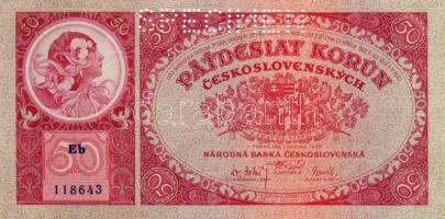 Csehszlovákia 1929. 50K "SPECIMEN" lyukasztással T:I