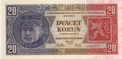 Csehszlovákia 1926. 20K "SPECIMEN" lyukasztással T:I