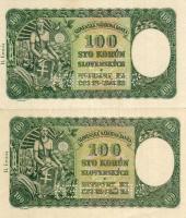 Szlovákia 1940. 100K (2x) "SPECIMEN" lyukasztással T:I