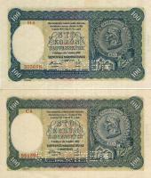 Szlovákia 1940. 100K (2x) "SPECIMEN" lyukasztással T:I