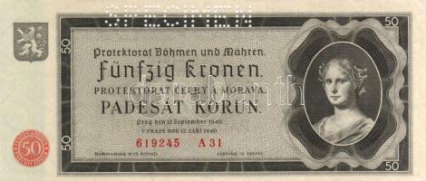 D. Reich/Cseh-Morva Protektorátus 1940. 50K "Specimen" lyukasztással  T:I