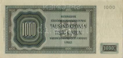 D. Reich/Cseh-Morva Protektorátus 1942. 1000K "SPECIMEN" lyukasztással T:I