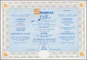 Budapest 1992. "S-Komplex - Nemzetközi Biztonságvédelmi Részvénytársaság" elsőbbségi és tö...