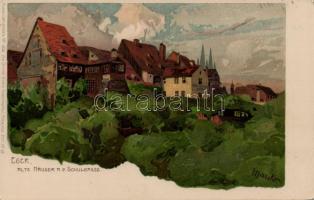 Cheb, Eger; artist signed litho