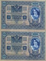 Ausztria 1902. 1000K (2x) egymásutáni sorszámokkal "Deutschösterreich" fny-sal T:I