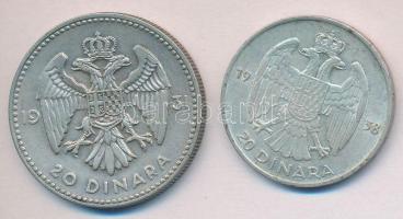Jugoszlávia 1931. 20D "I. Sándor" Ag + 1938. 20D Ag "II. Péter" T:2-
Yugoslavia ...