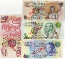 Ghána 1976-77. 1C,2C,5C,10C 5 klf db "Specimen" fny-sal T:I
