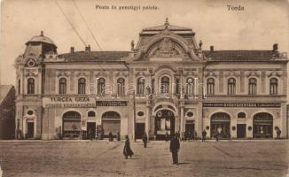 Torda Financial and Post Palace, the shop of Géza Turcza, the pharmacy of Márton Cs. Mike, flour store of Bethlen Mill (EK)